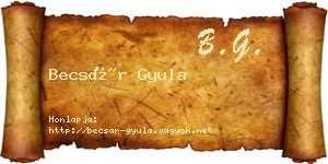 Becsár Gyula névjegykártya